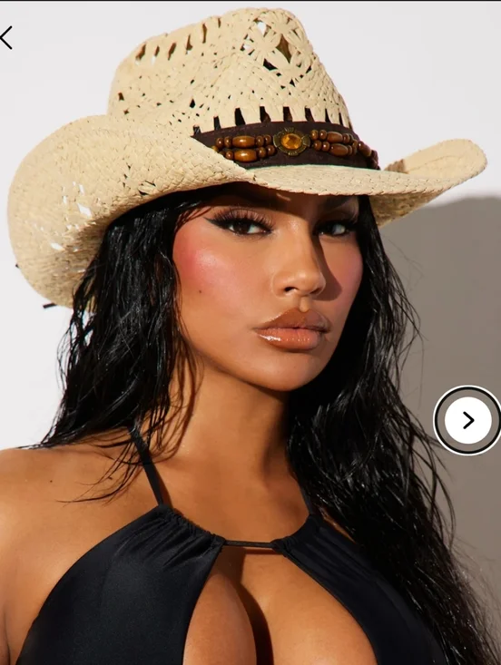 Indie Chic Cowboy Hat - Natural/Combo 100% Paper Adjustable Western Lightweight - Picture 1 of 6